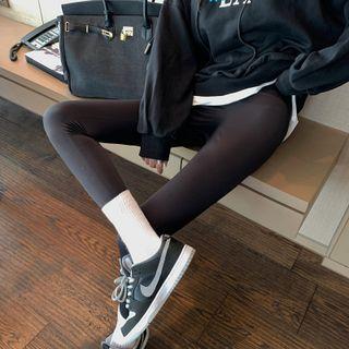 Plain High-waist Leggings Classic - Black - One Size