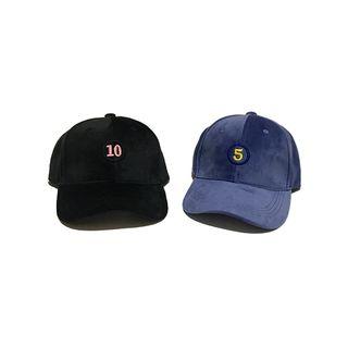Embroidered Numeral Velvet Baseball Cap