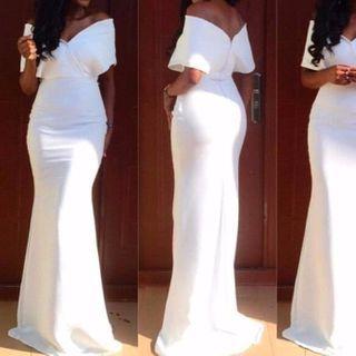 Off-shoulder Sheath Wedding Gown