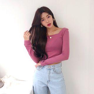 Square-neck Cropped T-shirt