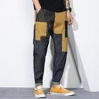 Patchwork Tapered Cropped Jeans