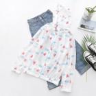 Heart Print Hooded Zip Jacket White - One Size