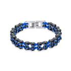 Fashion Rock Black Blue Bicycle Chain 316l Stainless Steel Bracelet Silver - One Size