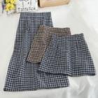 Plaid Midi / Mini A-line Woolen Skirt