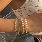 Set Of 4: Faux Pearl / Alloy Bracelet (various Designs) 2613 - Gold - One Size