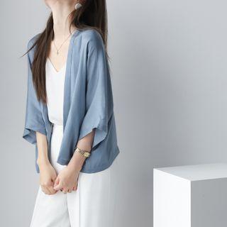 3/4-sleeve Plain Cover-up