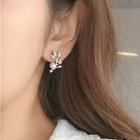 Faux Pearl Rhinestone Leaf Earring