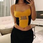 Two-tone Lettering Cropped Camisole Top