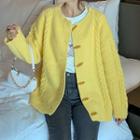 Cable-knit Cardigan Yellow - One Size