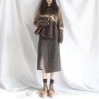 Jacquard Sweater / Plaid Skirt / Set