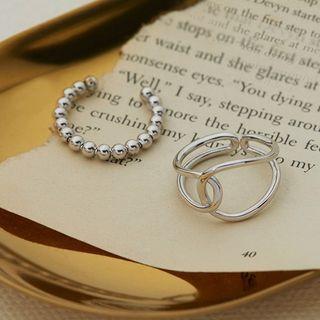 Layered Open Ring 1pc - Silver - One Size