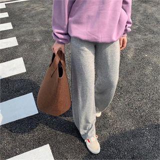 Drawstirng-wasit Sweat Pants Gray - One Size