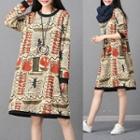 Round Neck Printed Pullover Dress