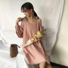 Fringed Cut Out Shoulder 3/4 Sleeve Dress