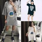Printed Elbow-sleeve T-shirt Dress