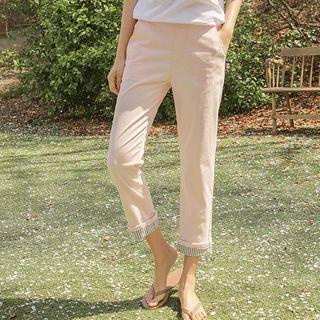 Pastel Stripe-rollup Tapered Pants