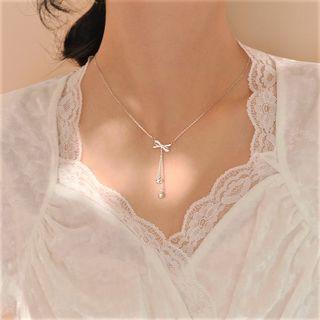 Bow Pendant Necklace / Gift Box / Set