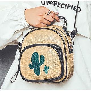 Woven Embroidered Mini Backpack