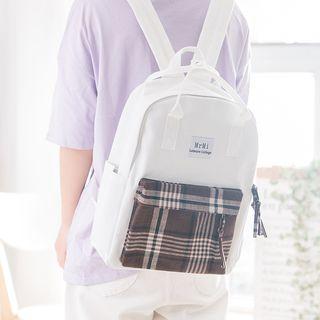 Color Panel Plaid Backpack