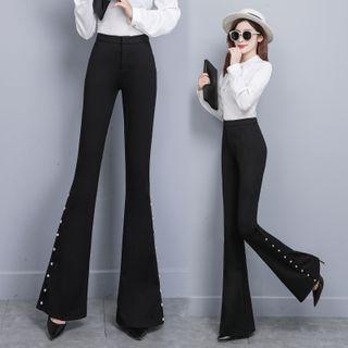 Button Boot-cut Pants