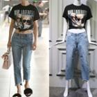 Short-sleeve Printed T-shirt / Slim-fit Jeans