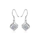 Simple Geometric Square Earrings With Cubic Zircon Silver - One Size