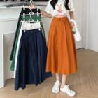 High-waist Plain A-line Maxi Skirt