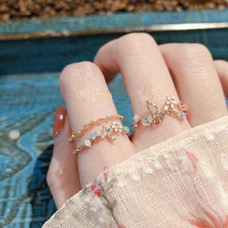 Butterfly Faux Crystal Alloy Open Ring