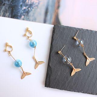 Glass Ball Alloy Mermaid Tail Dangle Earring