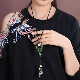 Glaze Resin Flower Pendant Necklace As Shown In Figure - One Size
