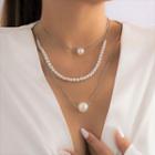 Set Of 3: Faux Pearl Alloy Necklace / Choker (various Designs)