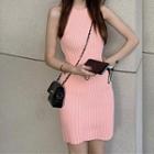 Open-back Sleeveless Knit Dress Pink - One Size