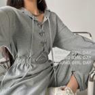 Long-sleeve Lace-up Hooded Jumpsuit