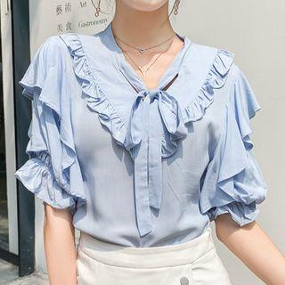 V-neck Ruffle Shirt