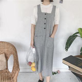 Dual Pocket Midi Jumper Dress