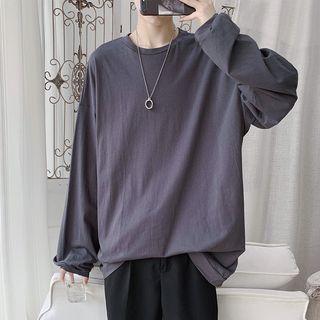 Plain Long-sleeve Loosed Tee