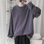Plain Long-sleeve Loosed Tee