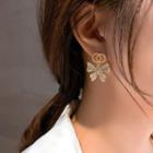 Double Circle Butterfly Stud Earring  - As Shown In Figure
