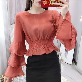 Frill-trim Peplum Blouse