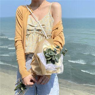 Floral Print Frill Trim Camisole Top / Cardigan