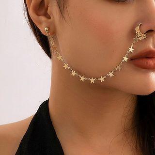 Star Chained Nose Ring Earring