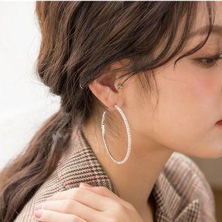 Rhinestone Open Hoop Statement Earring Gold - One Size