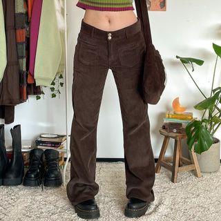 Corduroy Low Waist Straight Leg Pants