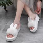 Faux Fur Rabbit Platform Sandals