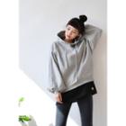 Balloon-sleeve Brushed-fleece Lined Hoodie