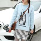 Set: Long-sleeve Printed T-shirt + Striped Tank Dress