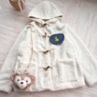 Toggle-front Hooded Fleece Jacket Milky White - One Size