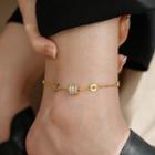 Rhinestone Stainless Steel Anklet Anklet - Gold - One Size
