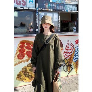 Flounced Loose Midi Dress