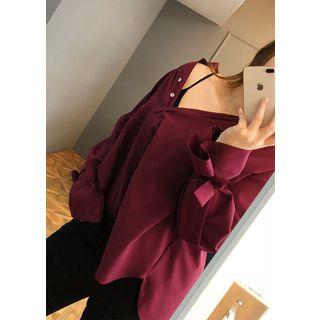Half-placket Tie-sleeve Top